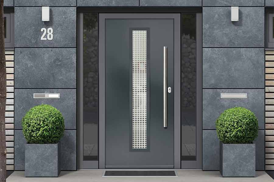 modern composite door in grey