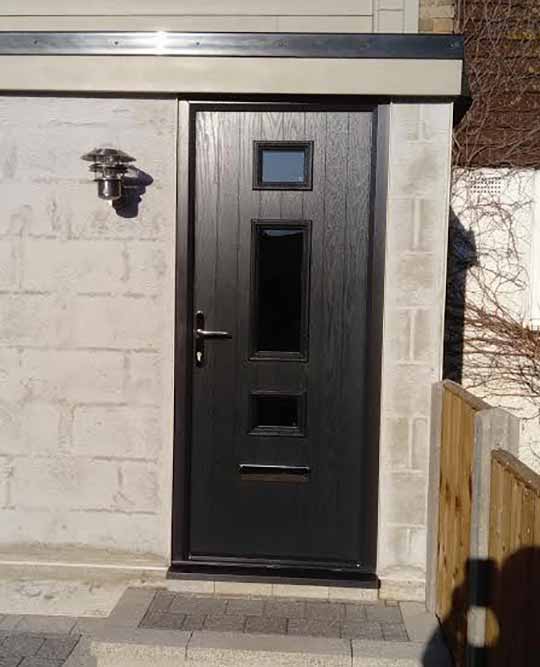 black modern front door with black frame