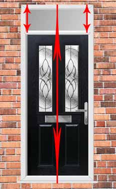 how to measure the height of a upvc door and top light